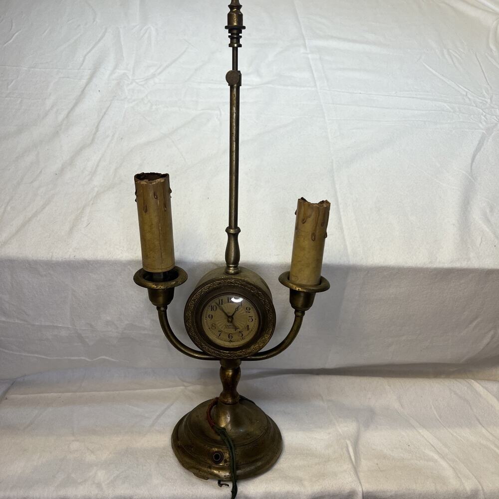Vintage Capital Electric‎ Clock Candelabra Lamp Brass READ
